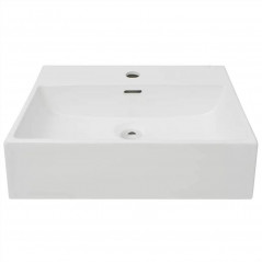 Washbasin with tap hole in white ceramic 51.5x38.5x15 cm