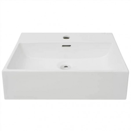 Washbasin with tap hole in white ceramic 51.5x38.5x15 cm