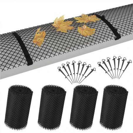 4 Piece Gutter Mesh with Clips HDPE 1.08 ㎡