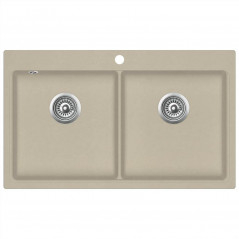 Fregadero de cocina de granito de doble lavabo beige