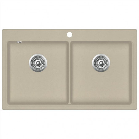 Fregadero de cocina de granito de doble lavabo beige