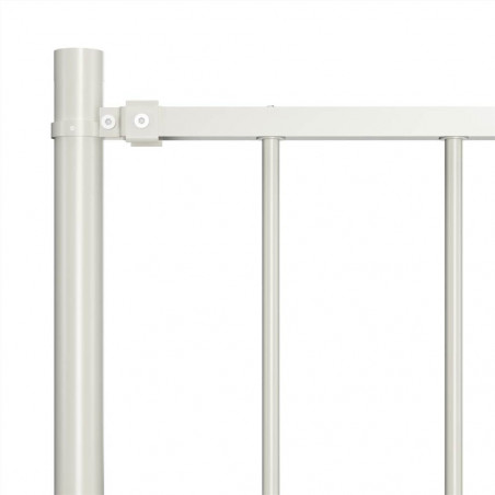 Fence panel with posts Powder-coated steel 1.7x1 m White