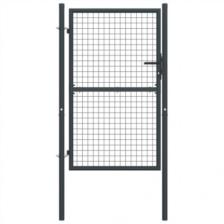 Galvanized steel mesh garden door 100x225 cm Gray