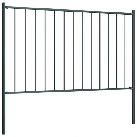 Fence panel with posts Powder-coated steel 1.7x1.25 m Anthracite