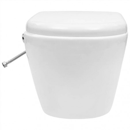 Rimless wall-mounted toilet with bidet function Ceramic White