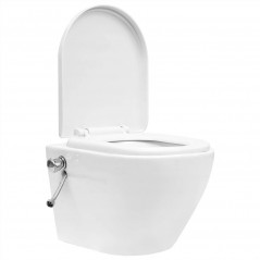 Kantlös vägghängd toalett med bidéfunktion Ceramic White