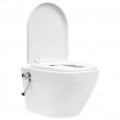 Rimless wall-mounted toilet with bidet function Ceramic White