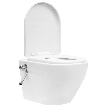 Kantløst væghængt toilet med bidetfunktion Ceramic White