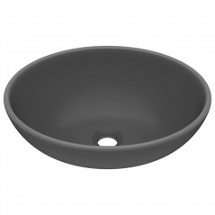 Lavatório luxuoso em formato oval fosco cinza escuro 40x33 cm cerâmica