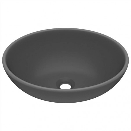 Lavabo di lusso di forma ovale in ceramica grigio scuro opaco 40x33 cm