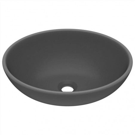 Luxury Oval Shaped Washbasin Matte Dark Gray 40x33 cm Ceramic