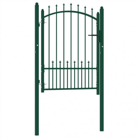 Fence Gate with Steel Spikes 100x125 cm Green