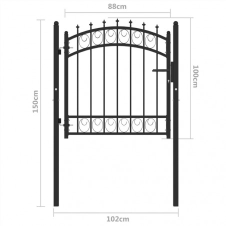 Barreira de vedação com pontas de aço 100x100 cm preta