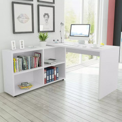 Corner desk with 4 white shelves