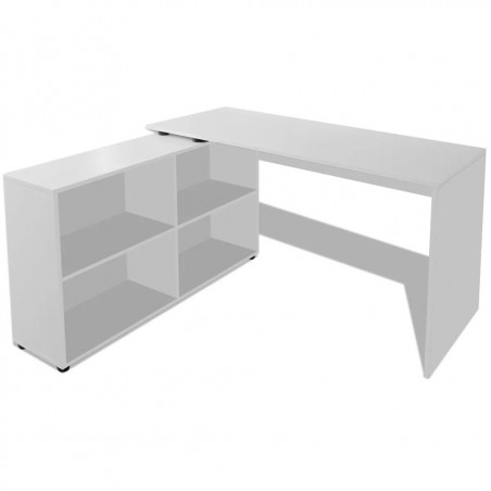 Bureau d'angle 4 tablettes blanc