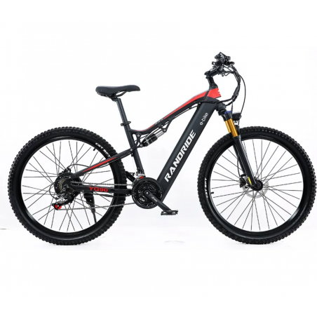 RANDRIDE YG90C 27,5 polegadas 1000W 48V 17Ah 45Km/H bicicleta elétrica com garfo hidráulico
