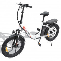 Bicicleta elétrica FAFREES F20 E-bike com estrutura dobrável de 20 polegadas - Branca