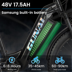 Bicicleta elétrica GUNAI GN26 500W 48V (45km/h) bateria 17,5AH