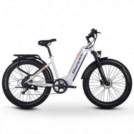 Bicicleta Eléctrica Shengmilo MX06 blanca 26 pulgadas 500W 42Km/H 17.5Ah