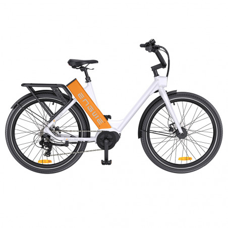 Bicicleta electrica ENGWE P275 St - Autonomie de 250 km - Culoare Alb Portocaliu