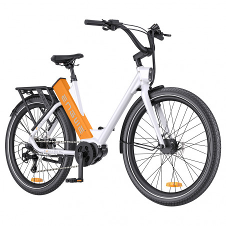 Bicicleta elétrica ENGWE P275 St - Alcance de 250 km - Cor Branco Laranja