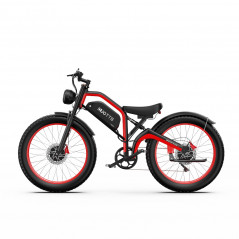 Bicicleta Elétrica DUOTTS N26 2024 Vermelha 26 Polegadas 55km/h 48V 20Ah Motor Duplo 750W