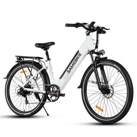 Bicicleta elétrica Samebike RS-A01 Pro branca 500W 36V 15Ah