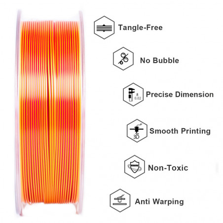 Filament PLA Bicolore en Soie Or et Rouge Geeetech