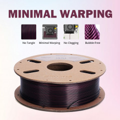 Filament PLA en soie bicolore noir et rose rouge ERYONE