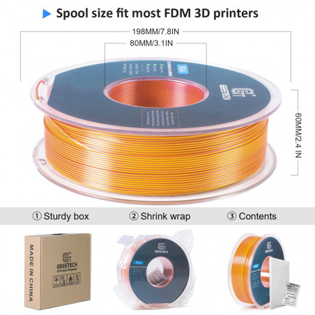 Filament PLA bicolor in gold and copper geeetech