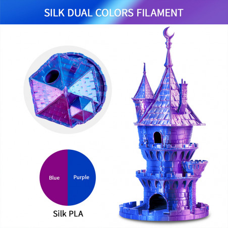 Filament Pla in Purple and Eryone Blue Bicolor Silk