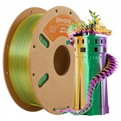 Filament pla eryone drievoudige kleur donkergroene zijde, paars en geel