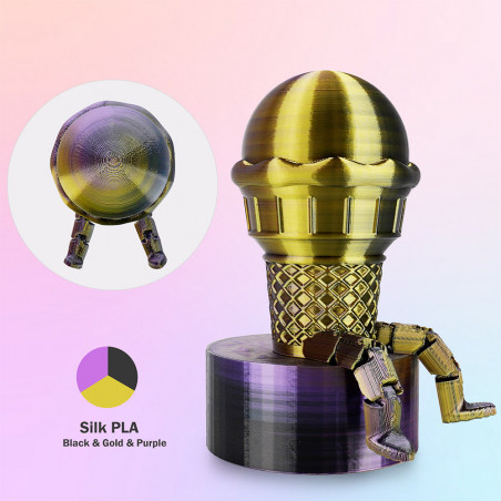 Filament placed in triple color black, gold and purple eryone