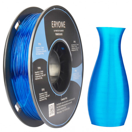 Filamento de TPU azul transparente Eryone 0,5 kg