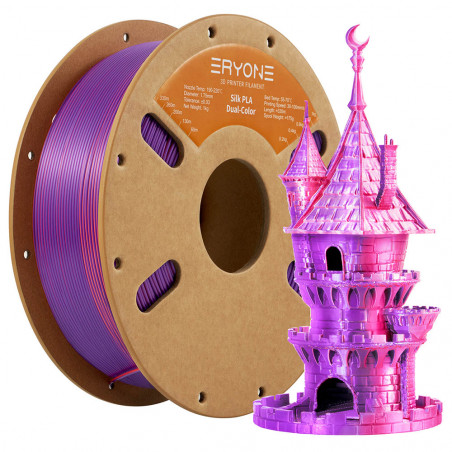 Filament PLA ERYONE en soie bicolore orange, rouge et violet