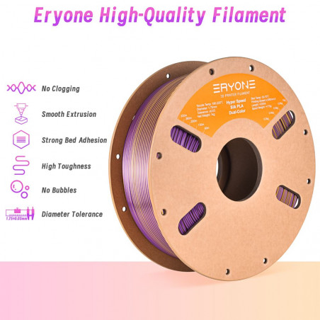 Bicolor filament pla nagy sebességű arany és lila eryone