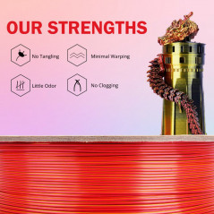 Filament pla tricolor in eryone zijde - zwart, rood en goud