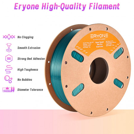 Bicolor Eryone Pla Filament in high speed silk - Dark green and black