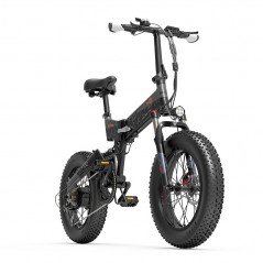 Bicicletta elettrica pieghevole BEZIOR XF200 Nera 20x4,0 pollici Motore 15Ah 1000W