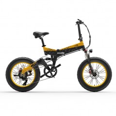 Πτυσσόμενο ηλεκτρικό ποδήλατο BEZIOR XF200 Μαύρο Κίτρινο 20x4,0 ίντσες μοτέρ 15Ah 1000W