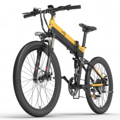 BEZIOR X500 Pro összecsukható elektromos kerékpár 26 hüvelykes 10,4 Ah 500 W fekete sárga