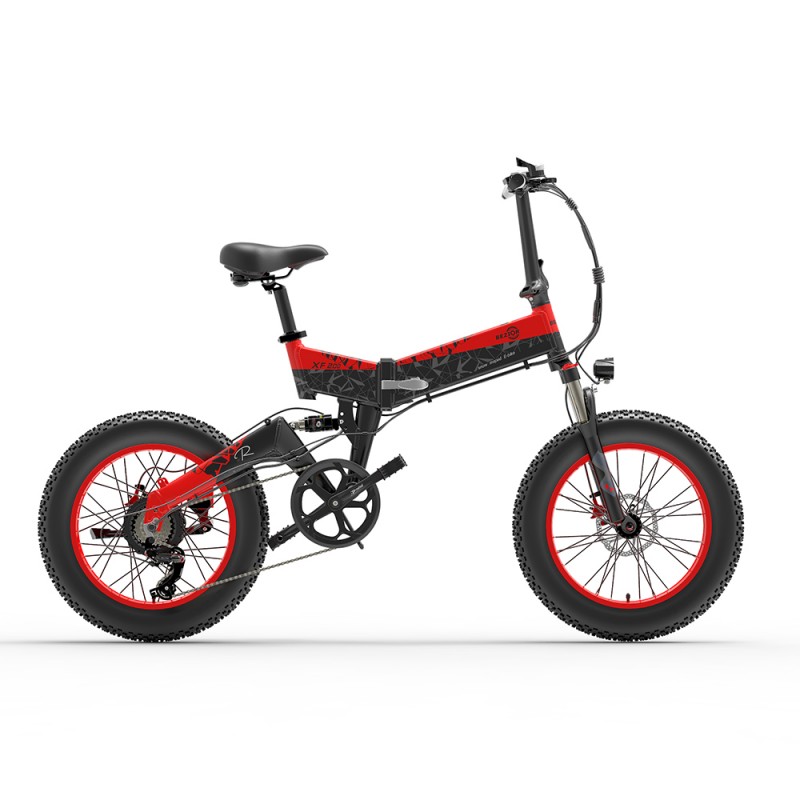 Bicicletta elettrica pieghevole BEZIOR XF200 20x4,0 pollici 15Ah 1000W nero rosso