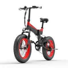 Bicicletta elettrica pieghevole BEZIOR XF200 20x4,0 pollici 15Ah 1000W nero rosso