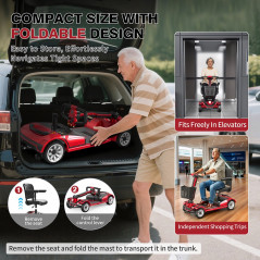 Scooter Elétrica Unificare Mate para Idosos - Vermelha