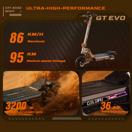 GELEIPU GT EVO: Trotineta electrica dublu motor 1600 W, 86 km/h