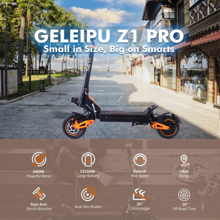 GELEIPU Z1 Pro - Trottinette électrique à double moteur 52V 20Ah
