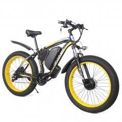 Bicicleta de montaña eléctrica GOGOBEST GF700 26*4,0 Fat Tire negro amarillo
