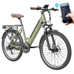 FAREES F26 Pro Bicicletă electrică pentru oraș, pas cu pas, 26 inchi, verde
