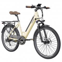 Bicicleta elétrica urbana passo a passo FAREES F26 Pro 26'' dourada
