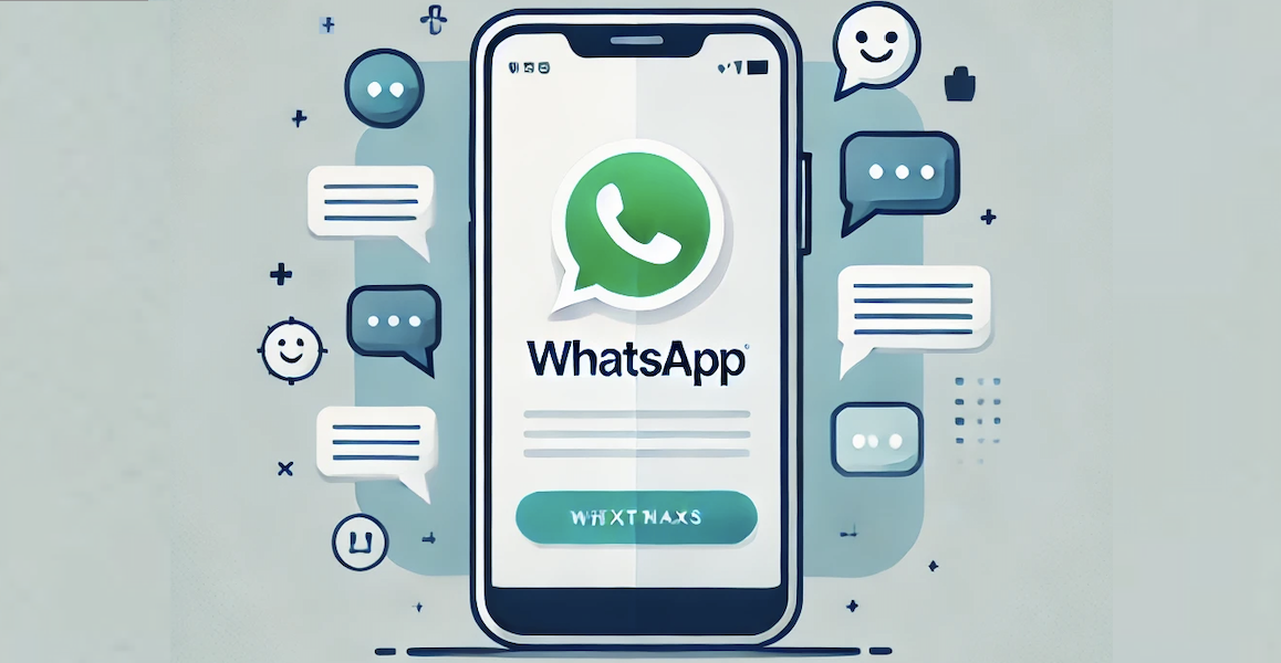 Un smartphone que muestra el logo de WhatsApp con burbujas de chat, representando atención al cliente a través de chat y WhatsApp